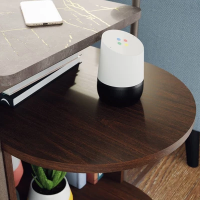 Radial Faux Stone Top Side Table Umber Wood - Sauder 5 Radial Faux Stone Top Side Table Umber Wood - Sauder - Image 3