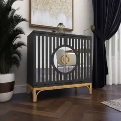 Art Deco Contemporary Mirrored Wood Cabinet Black - Olivia & May 32 Art Deco Contemporary Mirrored Wood Cabinet Black - Olivia & May -Luxe Living Interiors Shop GUEST 84a37f35 1119 40f9 a3e0 e4184bbf1f9f