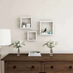 Floating Shelves- Open Cube Wall Shelf Set With Hidden Brackets, 3 Sizes To Display Décor, Photos, More- Hardware Included By Lavish Home (White) -Luxe Living Interiors Shop GUEST 84c149ba a4e1 47bd 8df8 987a6a0bb2be