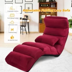 Costway Folding Lazy Sofa Chair Stylish Sofa Couch Bed Lounge Chair W/Pillow Burgundy 16 Costway Folding Lazy Sofa Chair Stylish Sofa Couch Bed Lounge Chair W/Pillow Burgundy -Luxe Living Interiors Shop GUEST 84da9d3f eeb9 41b0 a7b6 ae8184ab0663
