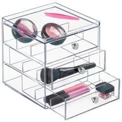 MDesign Plastic Glasses Storage Organizer Box, 3 Drawers -Luxe Living Interiors Shop GUEST 863e4a0a 006b 4b9c bf15 0d738a22877b