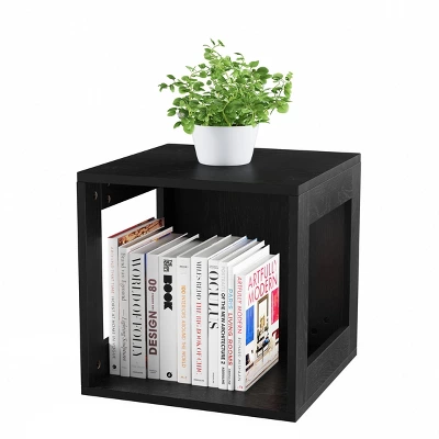 Hastings Home End Table, Stackable Modular Cube With Open Sides, Black 3 Hastings Home End Table, Stackable Modular Cube With Open Sides, Black