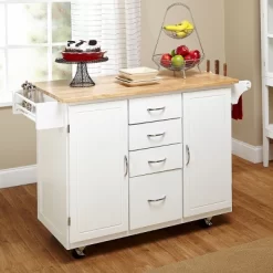 Cottage Country Wood Top Kitchen Cart White - Buylateral -Luxe Living Interiors Shop GUEST 8849888c 3a6c 49e5 8fe0 3dfa02b1b6e9