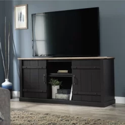Farmhouse TV Stand For TVs Up To 70" With Oak Accent Raven Oak - Sauder