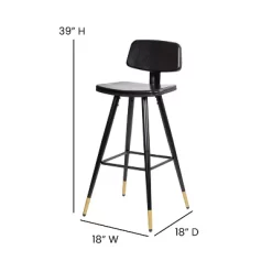 Flash Furniture Kora Commercial Grade Low Back Barstools-LeatherSoft Upholstery-Iron Frame-Integrated Footrest-Gold Tipped Legs-Set Of 2 -Luxe Living Interiors Shop GUEST 8a3bc778 5a3d 4648 b603 3500d8b6ce23
