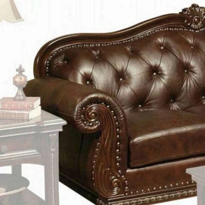 94" Anondale Sofa Espresso Top Grain Leather Match/Cherry - Acme Furniture 3 94" Anondale Sofa Espresso Top Grain Leather Match/Cherry - Acme Furniture