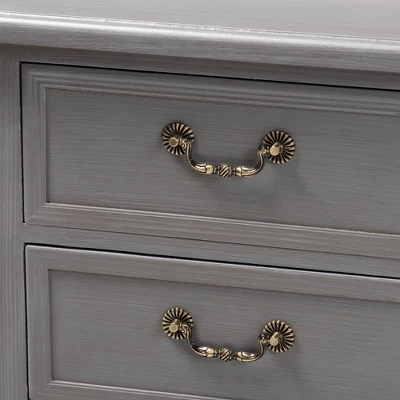 3 Drawer Capucine Finished Wood Nightstand Gray - Baxton Studio 7 3 Drawer Capucine Finished Wood Nightstand Gray - Baxton Studio - Image 5