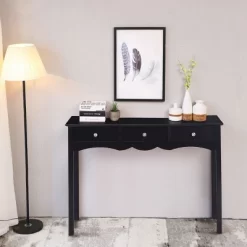 Costway Console Table Hall Table Side Table Desk Accent Table 3 Drawers Entryway Black -Luxe Living Interiors Shop GUEST 8aec2209 9657 41d0 a8c9 783521d9f079