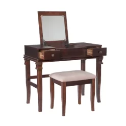 Home Angela Vanity Set Walnut - Linon -Luxe Living Interiors Shop GUEST 8b016f2e 47ac 4307 bae4 ea4192769592