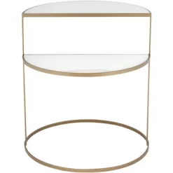 Kensington Hill Modern 2-Tier Half-Moon Gold Accent Side End Table 25" X 22 1/4" White Tempered Glass For Living Room Bedroom Home -Luxe Living Interiors Shop GUEST 8b0b166c fd71 48e5 a8f9 7b3c9976fdd6