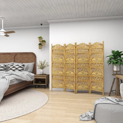 Traditional 4 Panel Fine Carved Room Divider Screen Gold - Olivia & May 18 Traditional 4 Panel Fine Carved Room Divider Screen Gold - Olivia & May - Image 16