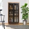 LuxenHome Natural Wood Glass Doors 47.25" H Accent Curio Storage Cabinet. -Luxe Living Interiors Shop GUEST 8c10996c c1f9 4f80 8c31 62535ee2bd2c