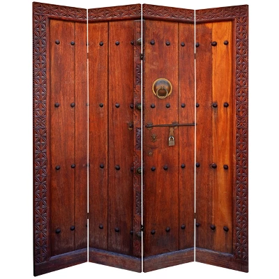 6' Tall Double Sided Doors Canvas Room Divider 4 Panel - Oriental Furniture 3 6' Tall Double Sided Doors Canvas Room Divider 4 Panel - Oriental Furniture