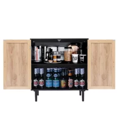 LuxenHome Black And Brown Wood 2-Door Storage Cabinet. -Luxe Living Interiors Shop GUEST 8cdba457 540e 4811 b5a8 c35a3b96e3c1