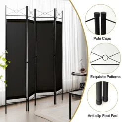 Costway 6 FT 4-Panel Folding Room Divider Freestanding Privacy Screen Steel Frame BrownBlackWhite -Luxe Living Interiors Shop GUEST 8f340e36 0df4 4fe4 8a4d a41da4d54ec1