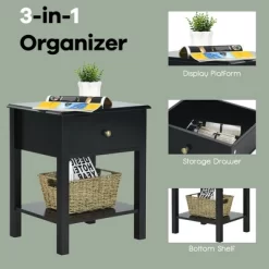 Costway 2PCS End Table Nightstand Storage Display Drawer Shelf Beside Table WhiteBlack -Luxe Living Interiors Shop GUEST 905fd360 f6fb 4826 910c 25f04348c664