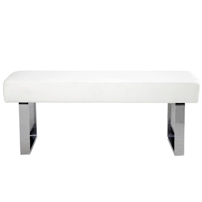 Amanda Faux Leather Bench White - Armen Living 3 Amanda Faux Leather Bench White - Armen Living