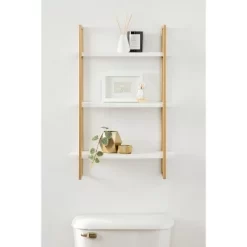 20" X 30" Leigh Wood And Metal Wall Shelf White/Gold - Kate & Laurel All Things Decor -Luxe Living Interiors Shop GUEST 9074cfdb fb7a 467c 9252 5584a5c3aaa1
