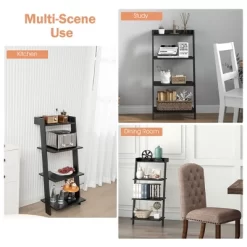 Costway 4-Tier Ladder Shelf Leaning Bookshelf WithAnti-falling Baffle Wood Bookcase Black/White 18 Costway 4-Tier Ladder Shelf Leaning Bookshelf WithAnti-falling Baffle Wood Bookcase Black/White -Luxe Living Interiors Shop GUEST 9246318a 4717 45c1 b09f c103c06aeb00