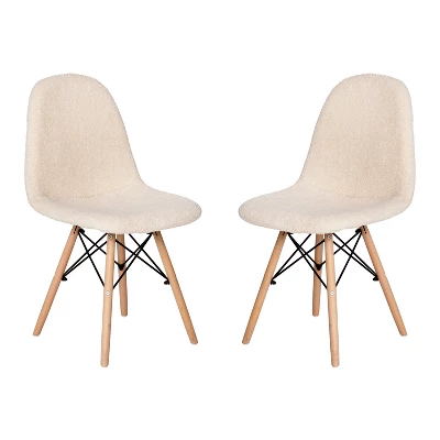 Emma And Oliver Set Of 2 Dorset Series Faux Shearling Accent Chairs With Beechwood Legs For Living Room, Bedroom, Dorm And More 11 Emma And Oliver Set Of 2 Dorset Series Faux Shearling Accent Chairs With Beechwood Legs For Living Room, Bedroom, Dorm And More - Image 9