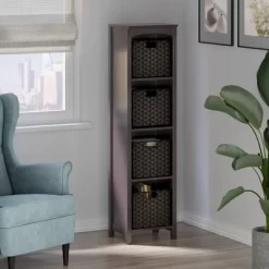 55.98" 5pc Terrace Storage Shelf With Baskets Espresso/Chocolate - Winsome -Luxe Living Interiors Shop GUEST 93a73541 0cbb 4acb a6ee 354004ada3fe