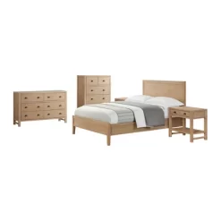 5pc Arden Wood Bedroom Set With Two 2 Drawer Nightstands With Open Shelf Light Driftwood - Alaterre Furniture -Luxe Living Interiors Shop GUEST 93ff9954 c350 48a6 9bad b04f7ae2b758