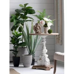 Round Side Table Antique White/Natural - A&B Home 24 Round Side Table Antique White/Natural - A&B Home -Luxe Living Interiors Shop GUEST 942be4c0 5089 48b3 bc02 759b16ce9fee