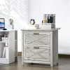 HOMCOM Retro Wooden 2-Drawer Lateral File Chest Cabinet Pedestal For Document Storage With Hanging Bar For Letter/Legal Size, Gray -Luxe Living Interiors Shop GUEST 9433fe52 a50b 4d0d a6a9 293404f8b5e6