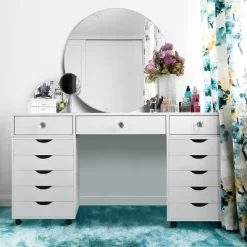 Costway 5 Drawer Dresser Storage Cabinet Chest W/Wheels For Home Office White -Luxe Living Interiors Shop GUEST 9445db68 5326 43d1 8ea7 de565f48aae8