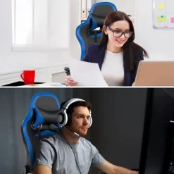 Costway Gaming Desk&Massage Gaming Chair Set W/ Footrest Monitor Shelf Power Strip Blue -Luxe Living Interiors Shop GUEST 945feb12 de13 44cd 8203 632afe20b4cf