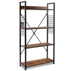 Costway 4 -Tier Industrial Bookshelf Open Storage Bookcase Display Shelf For Home Office -Luxe Living Interiors Shop GUEST 9563ac0c 814d 42cc af49 58c8689075c0