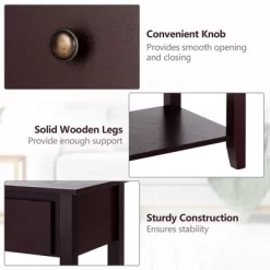 Costway 2PCS Nightstand Sofa End Side Table W/ Storage Drawer Bottom Shelf Espresso -Luxe Living Interiors Shop GUEST 958b6b59 cf3c 4e18 a3bb fd2cedeff897