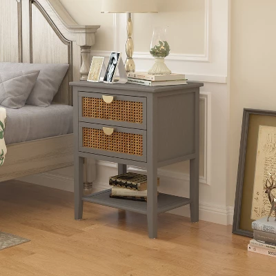 Archie Ash Wood Veneer 2 Drawer And Pine Legs Nightstand With Storage - The Pop Maison 14 Archie Ash Wood Veneer 2 Drawer And Pine Legs Nightstand With Storage - The Pop Maison - Image 12