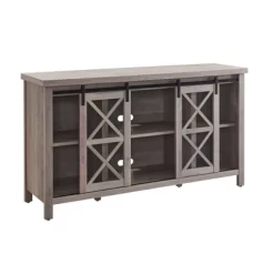58" Modern Farmhouse TV Stand In Gray Oak Wood - Henn&Hart -Luxe Living Interiors Shop GUEST 96b24e00 61d9 4816 935f c6e799eb6fdc
