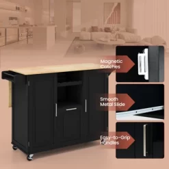 Costway Rolling Kitchen Island Utility Serving Cart With Drop Leaf Wine Rack Drawer -Luxe Living Interiors Shop GUEST 9897090b e344 43b1 8637 439e01e0cf35