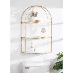 21" X 32" Freade Tiered Decorative Wall Shelf White/Gold - Kate & Laurel All Things Decor -Luxe Living Interiors Shop GUEST 990d250a 8797 4bee 85ff 00dcf762c870