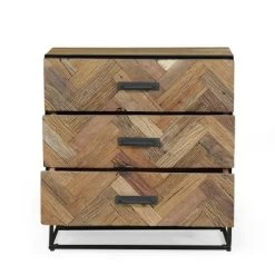 Burdine Handcrafted Boho Wood 3 Drawer Cabinet Natural/Black - Christopher Knight Home -Luxe Living Interiors Shop GUEST 995a52e5 cf91 4a5c 8c57 1ae762b8de66