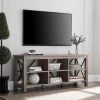 58" Open Back TV Stand In Gray Oak Wood With Metal Black Accents - Henn&Hart 1 58" Open Back TV Stand In Gray Oak Wood With Metal Black Accents - Henn&Hart -Luxe Living Interiors Shop GUEST 996dbd30 a257 47bb 8850 1cb2db027244