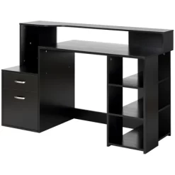 HOMCOM 54" Multi-Level Computer Desk Modern Home Office Writing Workstation With 3 Storage Shelves & 2 Pull-Out Drawers -Luxe Living Interiors Shop GUEST 99b44c20 cb84 4448 a653 40cc785afbcf