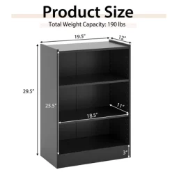 Costway 3-Tier Bookcase Open Multipurpose Display Rack Cabinet With Adjustable Shelves Black/Brown -Luxe Living Interiors Shop GUEST 99e4f6cb 2f6e 4318 82ae ad049076b252