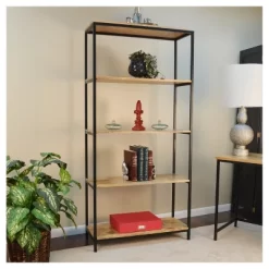 72" Flynn Tall Bookcase Natural/Black - Carolina Chair And Table -Luxe Living Interiors Shop GUEST 9a1516f1 be86 4a1f be53 09dad5a7c0db