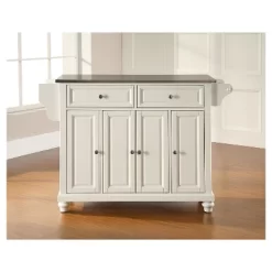 Cambridge Stainless Steel Top Kitchen Island - White - Crosley -Luxe Living Interiors Shop GUEST 9a6d134d 9d1f 45bd 91c1 d527473b54d4