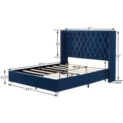 Button-Tufted Platform Bed With One Nightstand - ModernLuxe -Luxe Living Interiors Shop GUEST 9ab62317 2575 4255 bbd8 3e1b42a0825b
