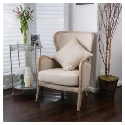 Crenshaw Fabric Wing Chair Beige - Christopher Knight Home