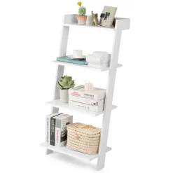 Costway 4-Tier Ladder Shelf Leaning Bookshelf WithAnti-falling Baffle Wood Bookcase Black/White 23 Costway 4-Tier Ladder Shelf Leaning Bookshelf WithAnti-falling Baffle Wood Bookcase Black/White -Luxe Living Interiors Shop GUEST 9b06ac63 4909 48c5 82a5 89372887ea3a