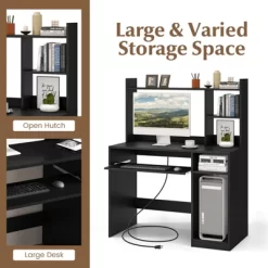 Costway Computer Desk Study Bookcase Workstation With Charging Station Hutch & CPU Stand -Luxe Living Interiors Shop GUEST 9b77e3e8 f1b9 4087 81bf ef9ff422fd2e