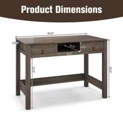 Costway Mid Century Computer Desk Home Office Study Table Laptop Workstation With2 Drawers -Luxe Living Interiors Shop GUEST 9bb3b339 291a 4247 bec6 21a231ff3dd4