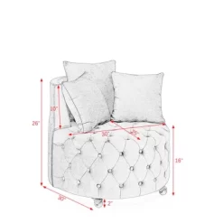 Button Tufted Living Room Upholstered Swivel Chair With Movable Wheels And 3 Pillows - ModernLuxe 14 Button Tufted Living Room Upholstered Swivel Chair With Movable Wheels And 3 Pillows - ModernLuxe -Luxe Living Interiors Shop GUEST 9d2efc58 b410 40b4 9a45 55d4cf0878dd