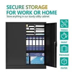 AOBABO 2 Door Durable Locking Metal Storage Cabinet Organizer With 2 Adjustable Shelves And 2 Keys For Garages And Offices -Luxe Living Interiors Shop GUEST 9dda4c8d be08 4454 83ff de2d8e4bff6d