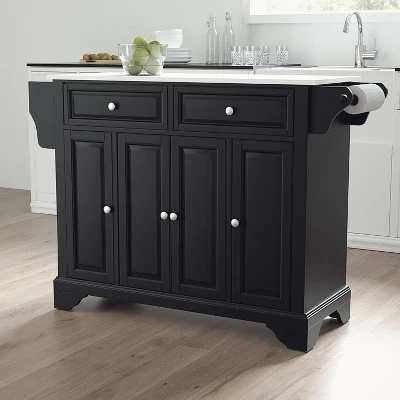 Lafayette Granite White Top Full Size Kitchen Island/Cart Black - Crosley 3 Lafayette Granite White Top Full Size Kitchen Island/Cart Black - Crosley